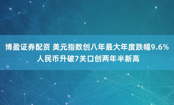 博盈证券配资 美元指数创八年最大年度跌幅9.6% 人民币升破7关口创两年半新高