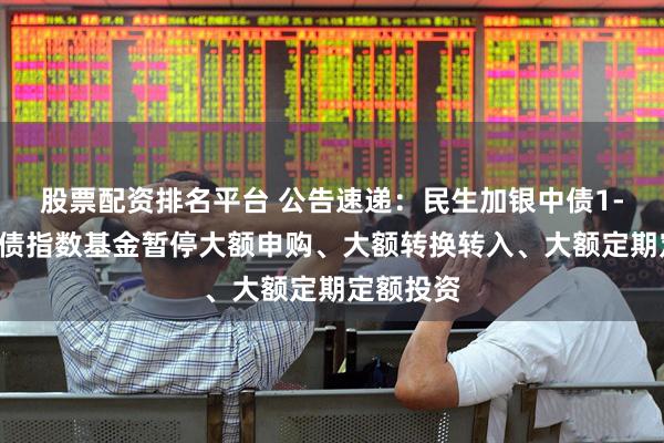 股票配资排名平台 公告速递：民生加银中债1-3年农发债指数基金暂停大额申购、大额转换转入、大额定期定额投资